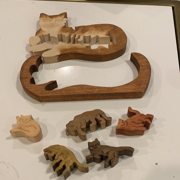 Vintage Handmade Cat Jigsaw puzzle in box - Picture 2 of 7